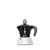 Bialetti Caffettiera Moka Induction, 2 Tazze (100 ml), Adatta a Tutti i piani cottura, Design Elegante, Nero