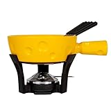 Boska Set da Bourguignonne Super Cheesy/Pentola per fonduta a forma di formaggio/Adatto per la lavastoviglie/Con sei forchette e due bruciatori/Giallo / 1,3 L