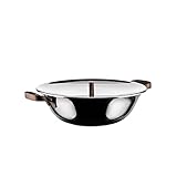 Alessi edo | PU308 - Wok in Trilamina con Coperchio in Acciaio Inox, Manici e Pomolo in Acciaio Inox con Rivestimento in PVD, Marrone