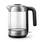 Philips Bollitore in Vetro - 1,7 L, Coperchio a Molla, Spia Luminosa, Base Girevole (HD9339/80)