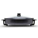 Sogo SS-10060 - Padella elettrica per paella e pizza, casseruola multiuso, 42 cm diametro e 4,5 cm di profondità, con coperchio in vetro, 1500 W