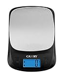 CAMRY Bilancia da cucina ultra sottile Bilancia digitale per alimenti per cottura al forno Tara e display LCD retroilluminato Capacità 5 kg - Nero / Acciaio inossidabile