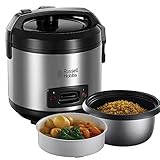 Russell Hobbs Cuociriso e Vaporiera 2 in 1, Multicottura, 6 tazze, 1.2 L, 500 W, Cesta per Carne e Verdure, Lavastoviglie ok, 27080-56 [Esclusiva Amazon]