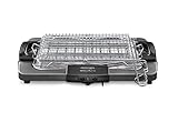 De'Longhi BQ80 Barbecue Grill Elettrico con Griglia e Bistecchiera, AMPIA SUPERFICIE 41x28, Doppia Griglia, Doppia rotazione, impugnatura termoisolante, Vaschetta raccogligocce removibile, No Fumo