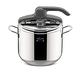 Lagostina Irradial Control Lagoeasy'UP Pentola a Pressione 7 L in Acciaio Inox 18/10 Ø 22 cm, Pentola Induzione e Gas, Coperchio con Apertura Facilitata, Fondo Irradial Plus Triplo Strato