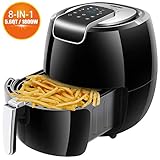 AUKUYEE Friggitrice ad Aria Senza Olio Controllo Touch Screen Lavabile 5.3L 1800W per Una Cottura Veloce Sana e Senza Olio Ricette Incluso(Nero)