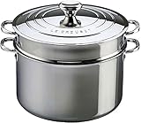 Le Creuset Casseruola alta con coperchio e scolapasta in acciaio inox, Ø 26 cm, Struttura a 3 strati