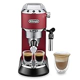 De'Longhi Dedica EC685.R Macchina Espresso, Caffè in Polvere o E.S.E.Pods, Spegnimento Automatico, Serbatoio Removibile 1L, Scaldatazze, Potenza 1350W, 15bar, Rosso, 220-240V 50/60Hz