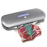 Macchina Sottovuoto per Alimenti KitchenBoss Sottovuoto Macchina Vacuum Sealer Professionale Automatica Portatile con 5PCS sacchetti + 1 Tubo Accessorio, Freschi Sia Secchi Che Umidi