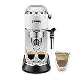 De'Longhi Dedica EC685.W Macchina da Caffè Espresso Manuale e Cappuccino, Caffè in Polvere o in Cialde E.S.E., Spegnimento Automatico, Serbatoio Estraibile 1L, Scaldatazze, Potenza 1350W, 15bar,Bianco