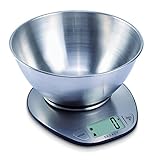Exzact Bilancia da cucina digitale in acciaio inossidabile - Bilancia con Ciotola Rimovibile - Funzione Tara - Max Capacità 5 kgs - Bilancia da Cucina Elettronica