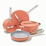 Caraway Set di pentole in ceramica antiaderente - anima in alluminio e manici in acciaio inox - eleganti soluzioni di stoccaggio incluse - Perracotta