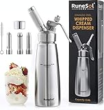 Acciaio inossidabile sifone panna montata professionale | panna montata sifone Plus 3 Ugelli per decorazione in acciaio inox | Produce panna, gelato e altro! | fili rinforzati in acciaio inossidabile