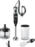 Bosch Elettrodomestici Ergomixx Hand Blender, Frullatore A Immersione Portatile, 750 W, 12 Velocità, Lama A 4 Ali, Bicchiere Graduato, Nero Grigio, ‎39.3 x 5.5 x 6.2 cm; 1.25 Kg