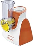 Ariete 1791 Saladino - Tritatutto e tagliaverdure elettrico, 5 rulli in acciaio inox per julienne fine e spessa, fetta ondulata, fetta liscia, grattugia, 150W, Bianco/Arancio
