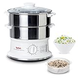 Tefal Vc1451 Vaporiera Convenient Series Inox, Timer Con Spegnimento Automatico, Livello Di Acqua Visibile, Capacità 6 L, Bianco