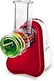 Moulinex Fresh Express DJ755G Affettatutto Grattugia Elettrico, 5 Funzioni di Taglio, 200 W, 1 Liter, 1 Decibel, plastica, Rosso