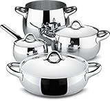 'Alessi sg100s7 'Mami Set Pentole, Acciaio Inox, Argento, 24 cm