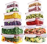 KICHLY Contenitori ermetici in plastica per alimenti, confezione da 24 (12 contenitori e 12 coperchi a scatto) per cucina, frigorifero, a prova di perdite, adatti a microonde e congelatore, senza BPA