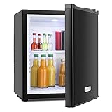 Klarstein Happy Hour Mini Frigo, Frigo Portatile da Camera, Frigorifero Piccolo Silenzioso da Ufficio, Mini Frigo con Illuminazione Interna e Ripiani Rimovibili, Frigo Bar da Campeggio 5-15°C, 23L