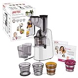 Imetec Succovivo Pro 2000 Estrattore di Succo Professionale a Freddo, Spremitura Lenta 48 Giri/Min, 2 Filtri per Succhi, Accessorio per Granite e Sorbetti, Kit per Maschere Bellezza, con Ricettario