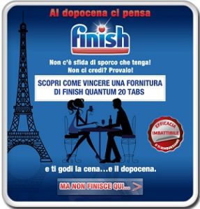 Concorso Finish per vincere una cena con gli amici