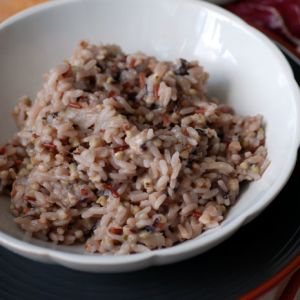 Risotto e grano saraceno al radicchio